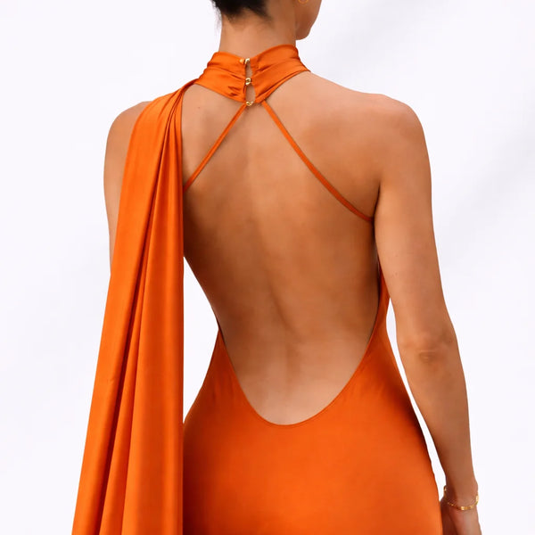 Robe dos nu asymétrique Orange / S