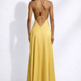 Robe dos nu bretelles croisées Jaune / S