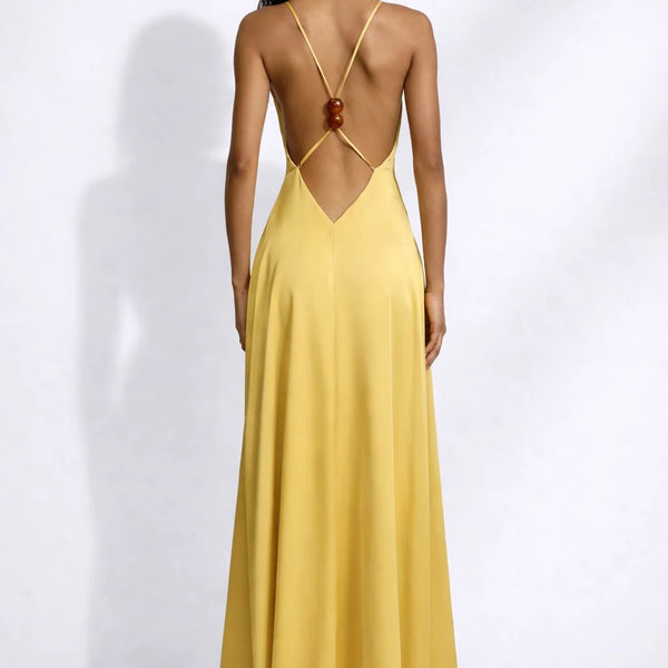 Robe dos nu bretelles croisées Jaune / S