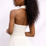 Robe dos nu écru midi
