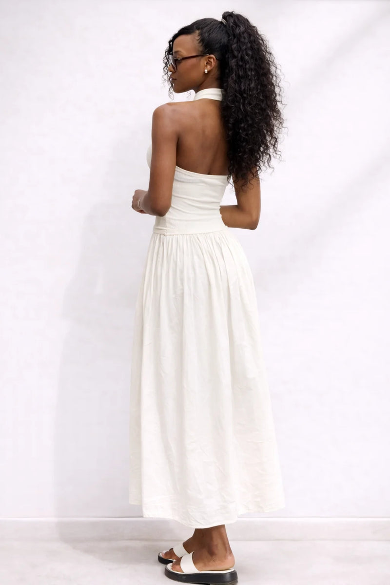Robe dos nu écru midi Ivoire / XS