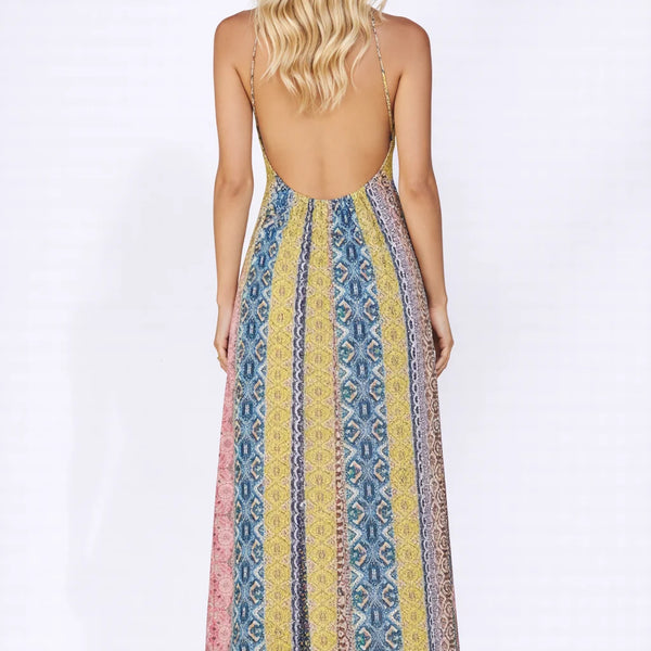 Robe dos nu évasée Multicolore / S