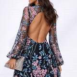 Robe dos nu fleurie