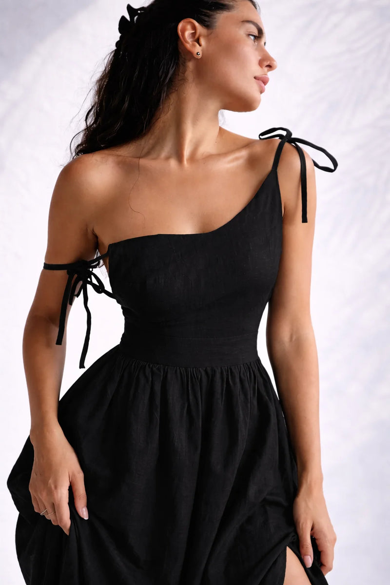 Robe dos nu lin midi