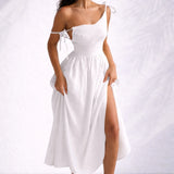 Robe dos nu lin midi