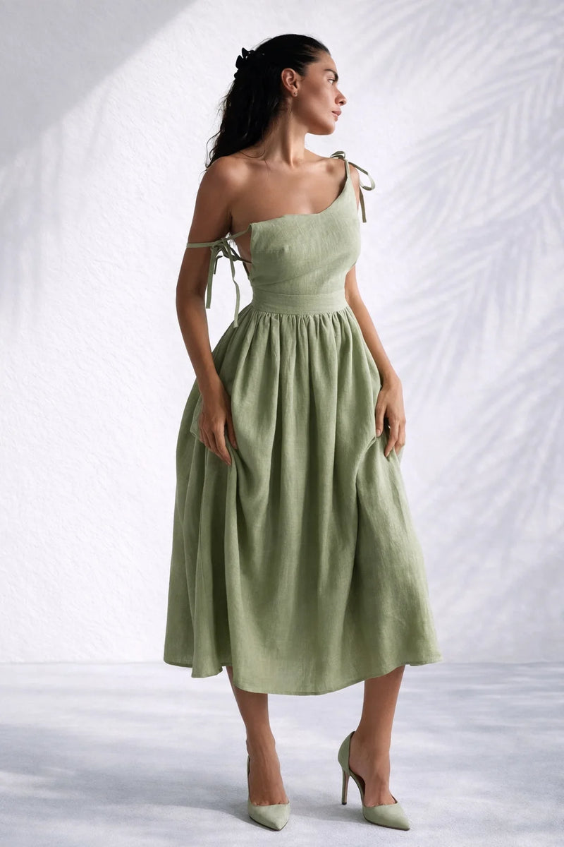 Robe dos nu lin midi