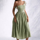 Robe dos nu lin midi