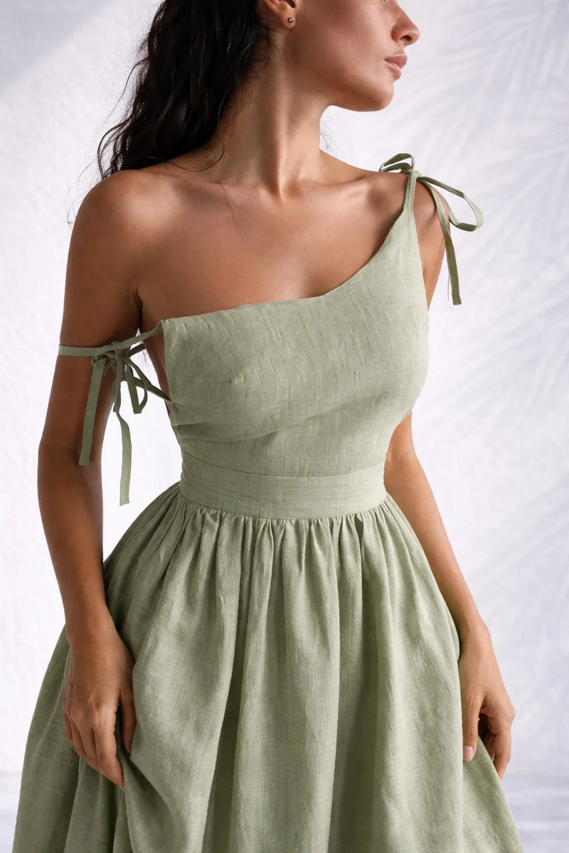 Robe dos nu lin midi