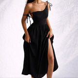 Robe dos nu lin midi