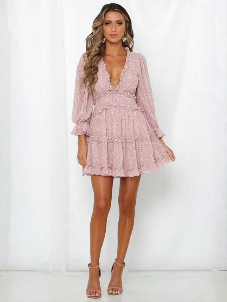 Robe dos nu manches longues