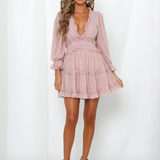 Robe dos nu manches longues