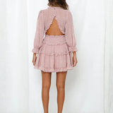 Robe dos nu manches longues