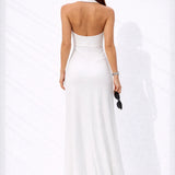 Robe dos nu plongeant d’été Blanc / S
