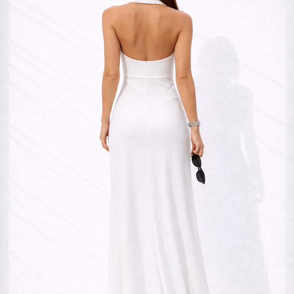Robe dos nu plongeant d’été Blanc / S
