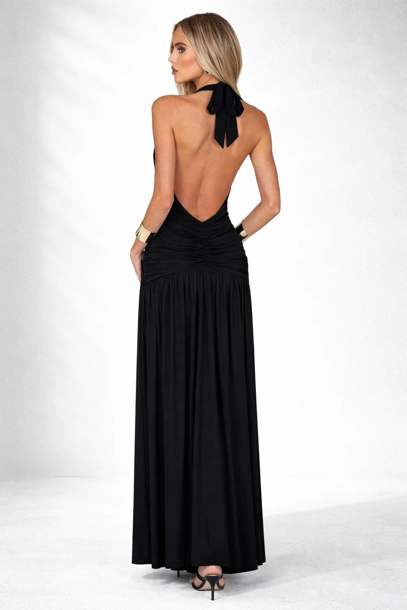 Robe fluide dos nu plongeant Noir / S