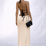 Robe longue col v dos nu Ivoire / S