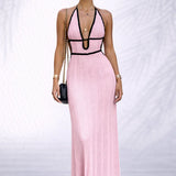 Robe longue col v dos nu