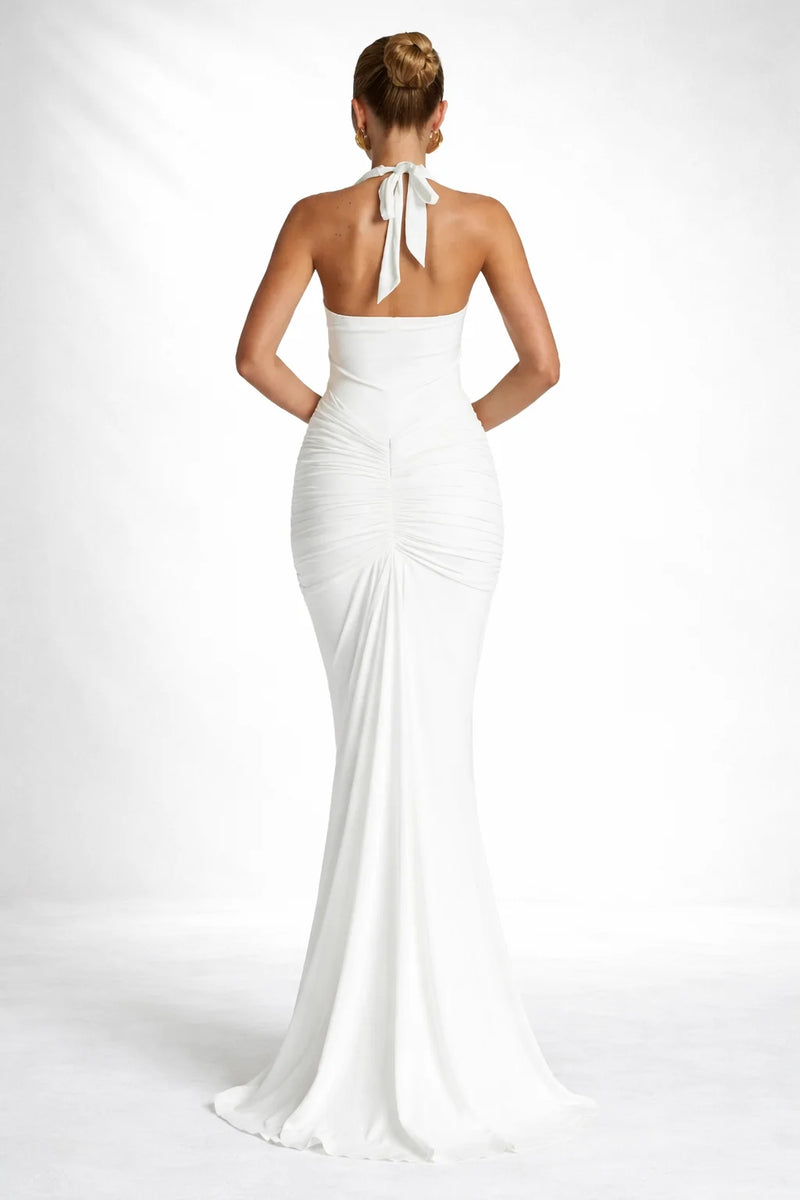 Robe longue décolleté dos nu Blanc / S