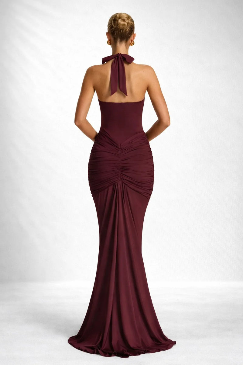 Robe longue décolleté dos nu Rouge / S