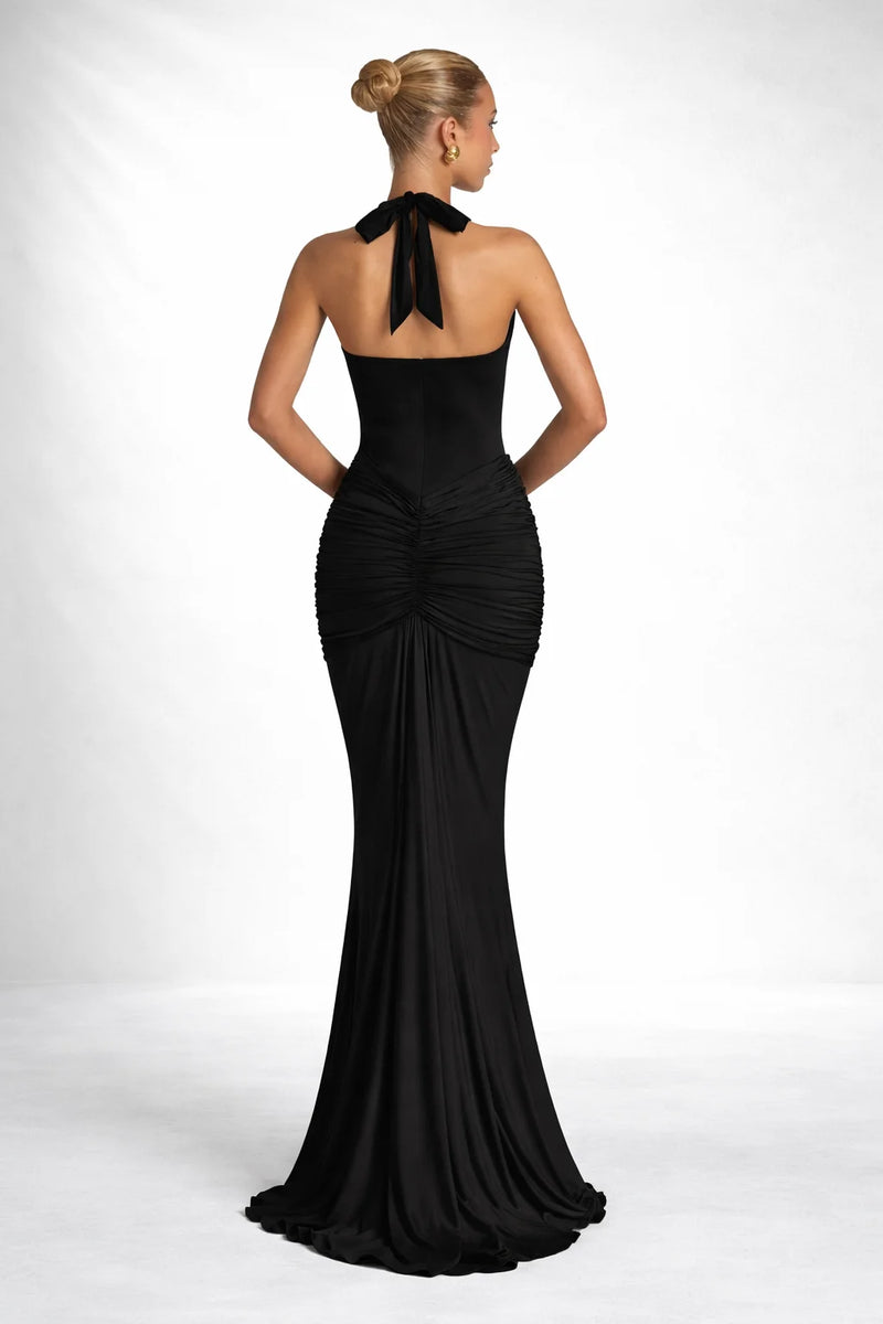 Robe longue décolleté dos nu Noir / S
