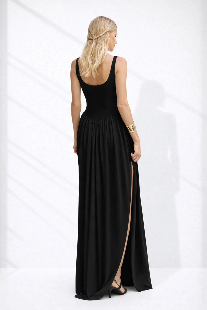 Robe longue dos nu chic Noir / S