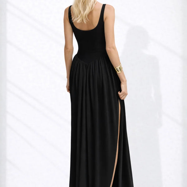 Robe longue dos nu chic Noir / S