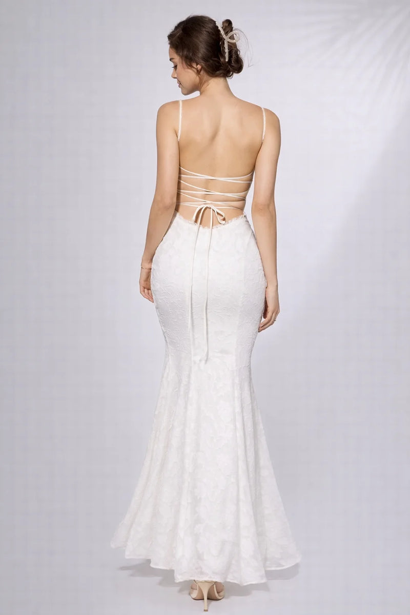 Robe longue fine bretelle dos nu Blanc / S