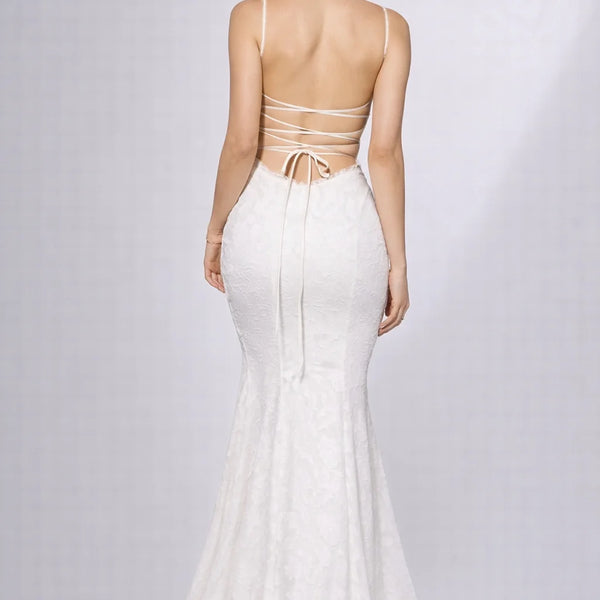 Robe longue fine bretelle dos nu Blanc / S