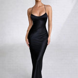 Robe longue satin dos nu
