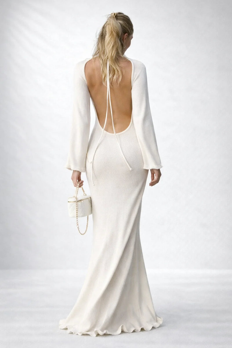 Robe maille dos nu Blanc / S
