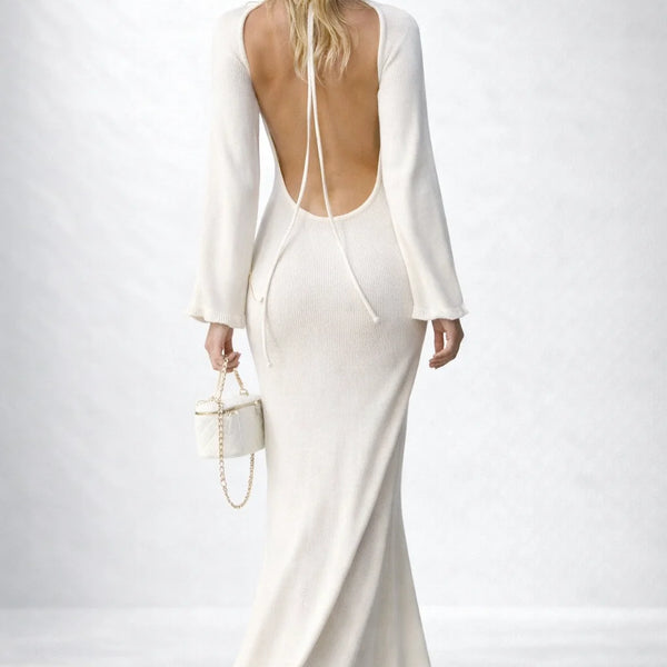 Robe maille dos nu Blanc / S