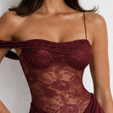 Robe marron dos nu dentelle