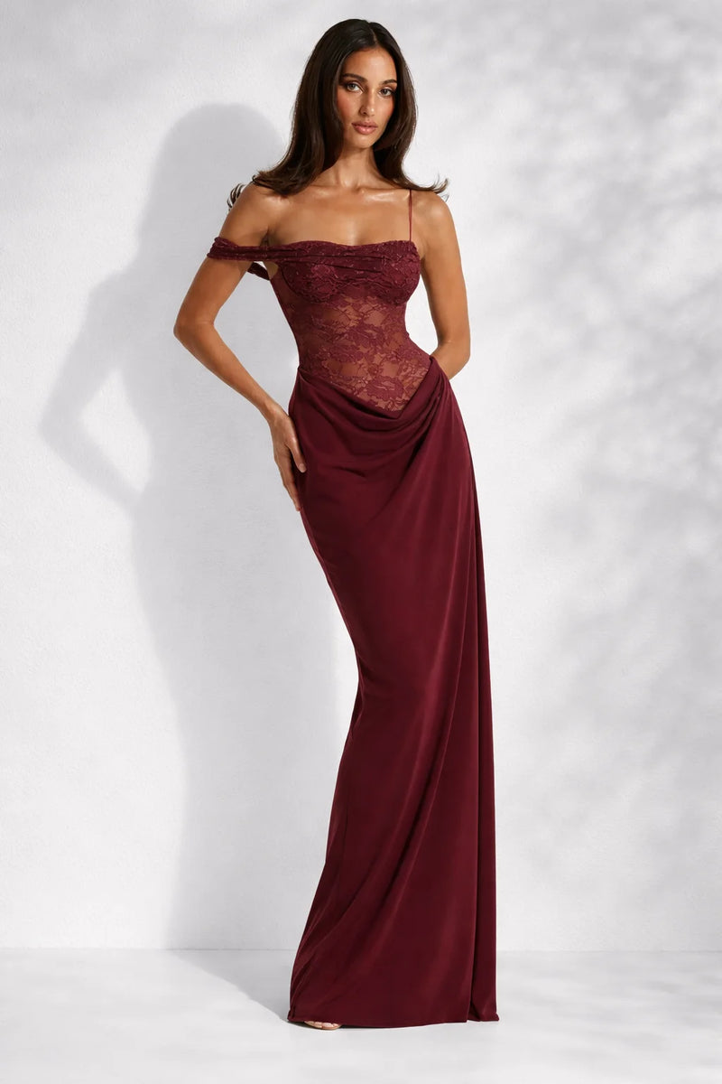 Robe marron dos nu dentelle