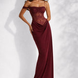 Robe marron dos nu dentelle