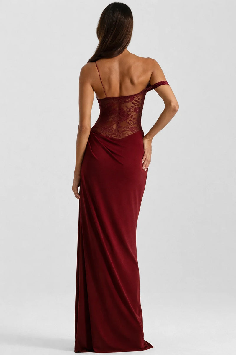 Robe marron dos nu dentelle Rouge / S
