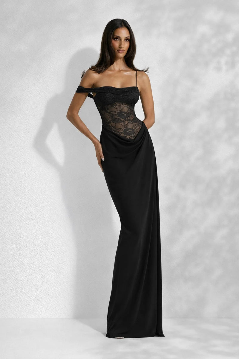 Robe marron dos nu dentelle