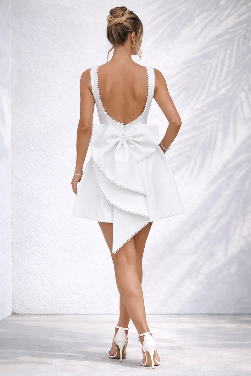 Robe trapèze dos nu Blanc / S